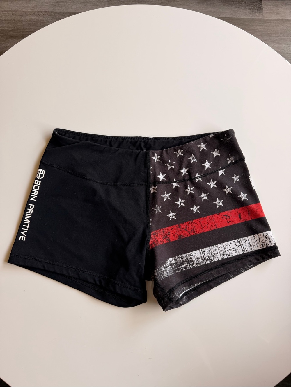 Born Primitive Women's Black and Red Flag Performance Shorts